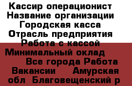 Кассир-операционист › Название организации ­ Городская касса › Отрасль предприятия ­ Работа с кассой › Минимальный оклад ­ 12 500 - Все города Работа » Вакансии   . Амурская обл.,Благовещенский р-н